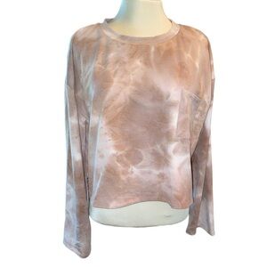 Papermoon T-shirt cropped long sleeve tie-dye look crewneck size large NWT